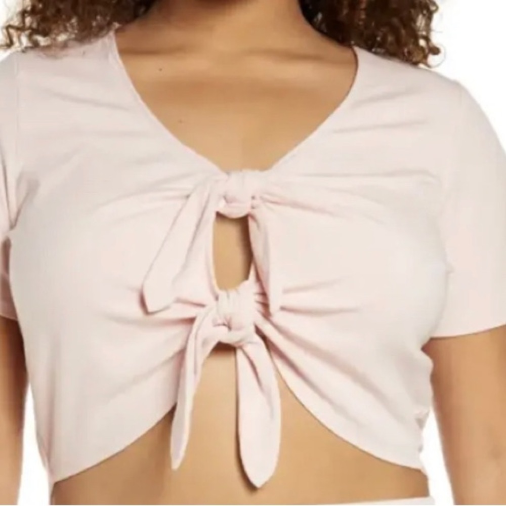 NWT OPEN‎ EDIT Tie Front Crop Top In Pink Lotus Size S 6045